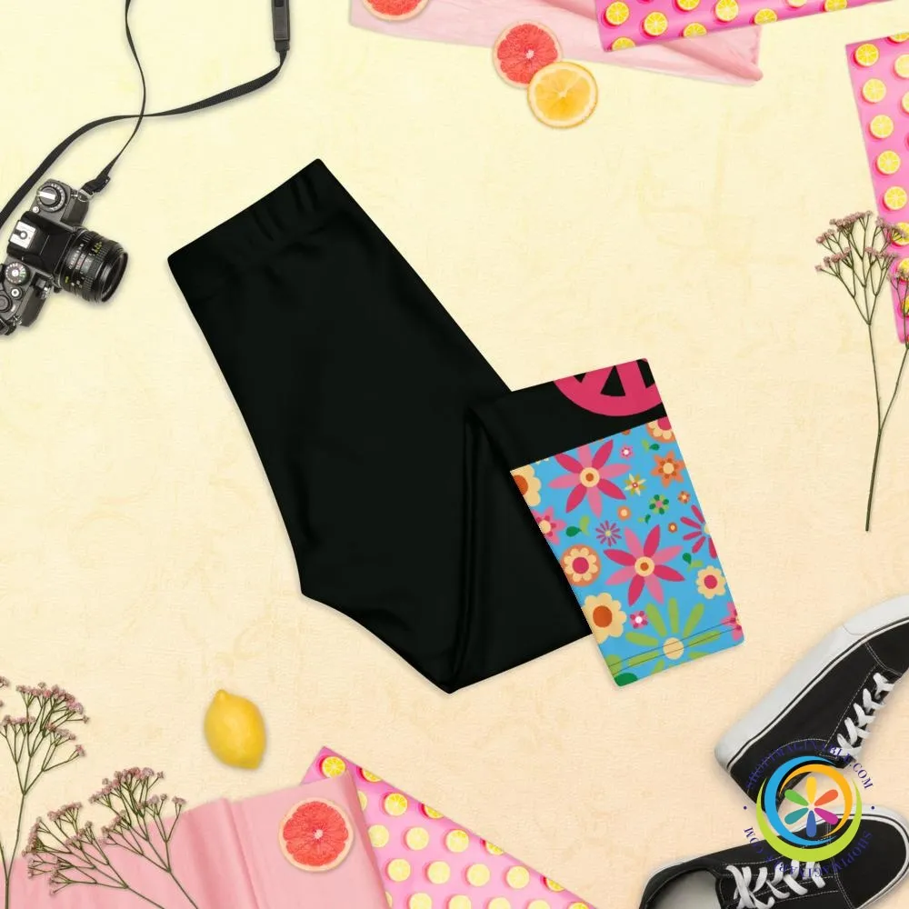 Hippie Chic PEACE Sign Capri Leggings