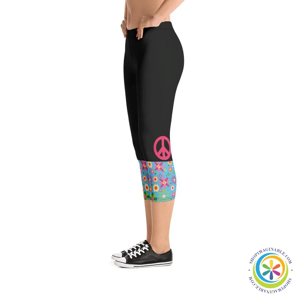 Hippie Chic PEACE Sign Capri Leggings
