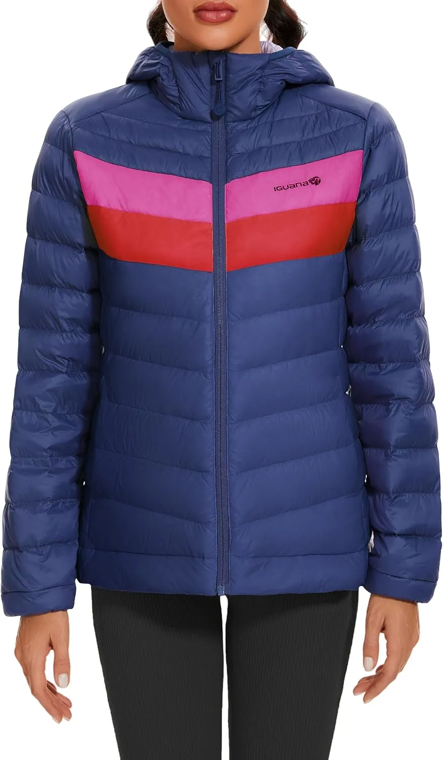 Iguana Women's Hooded Packable Ultra Light Weight Short Down Jacket Winter Puffer Coat