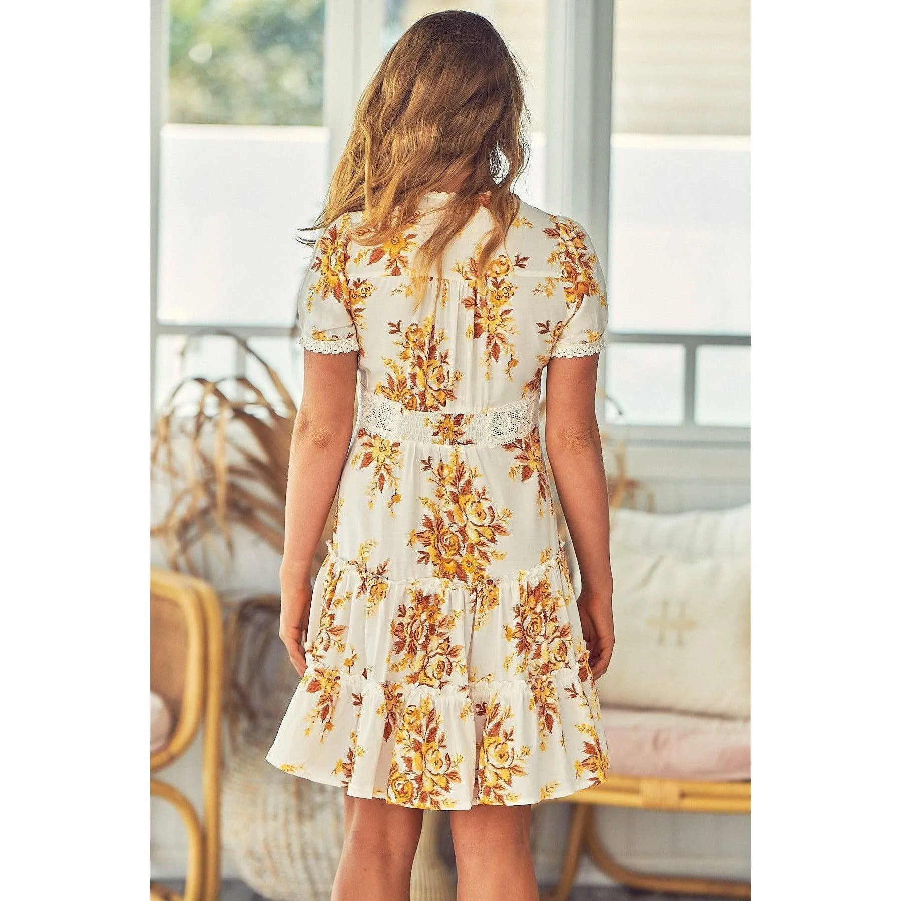 JAASE Magnolia Print Buttercup Mini Dress