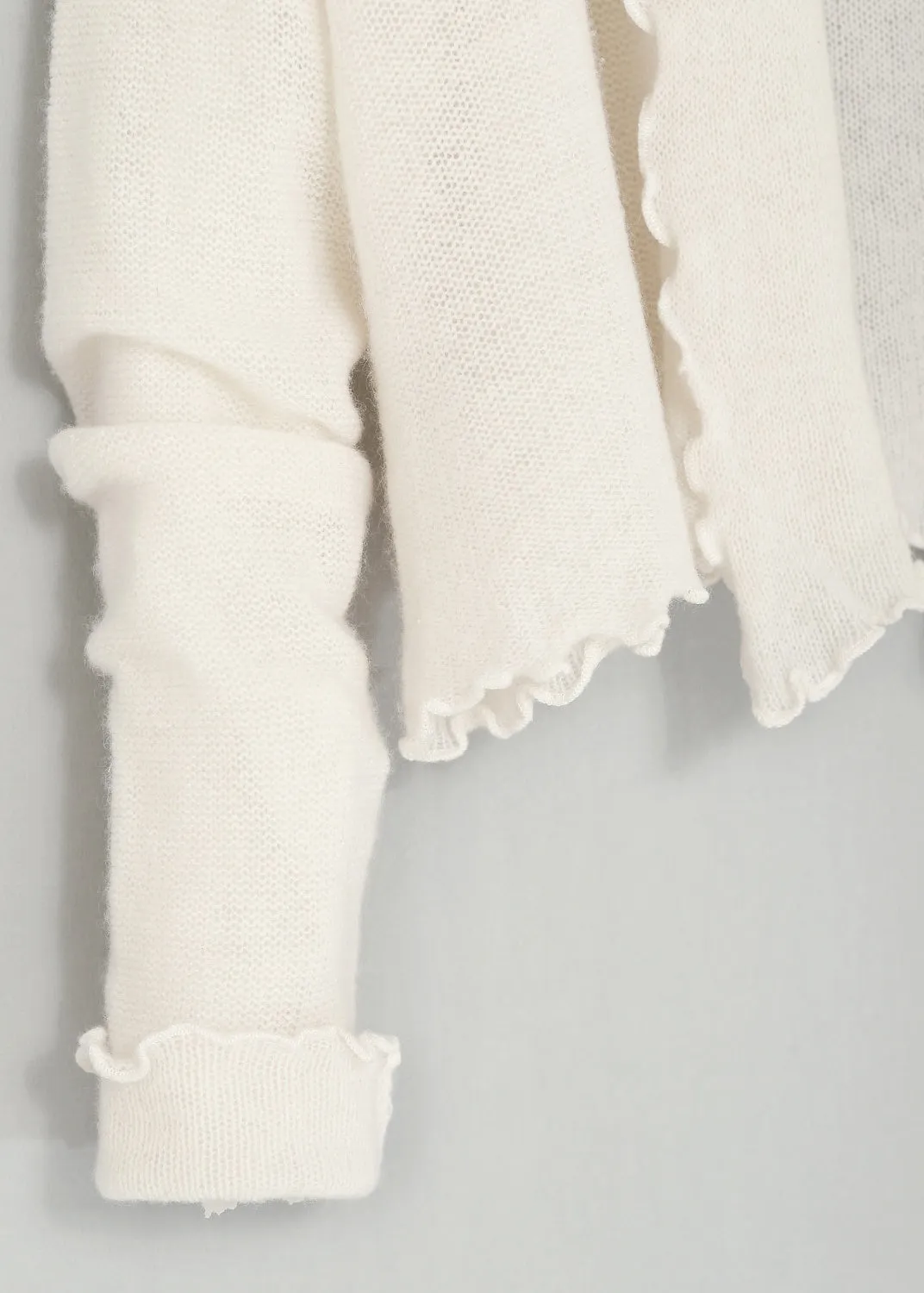Kashmir cardigan med draperad sjalkrage - Off White