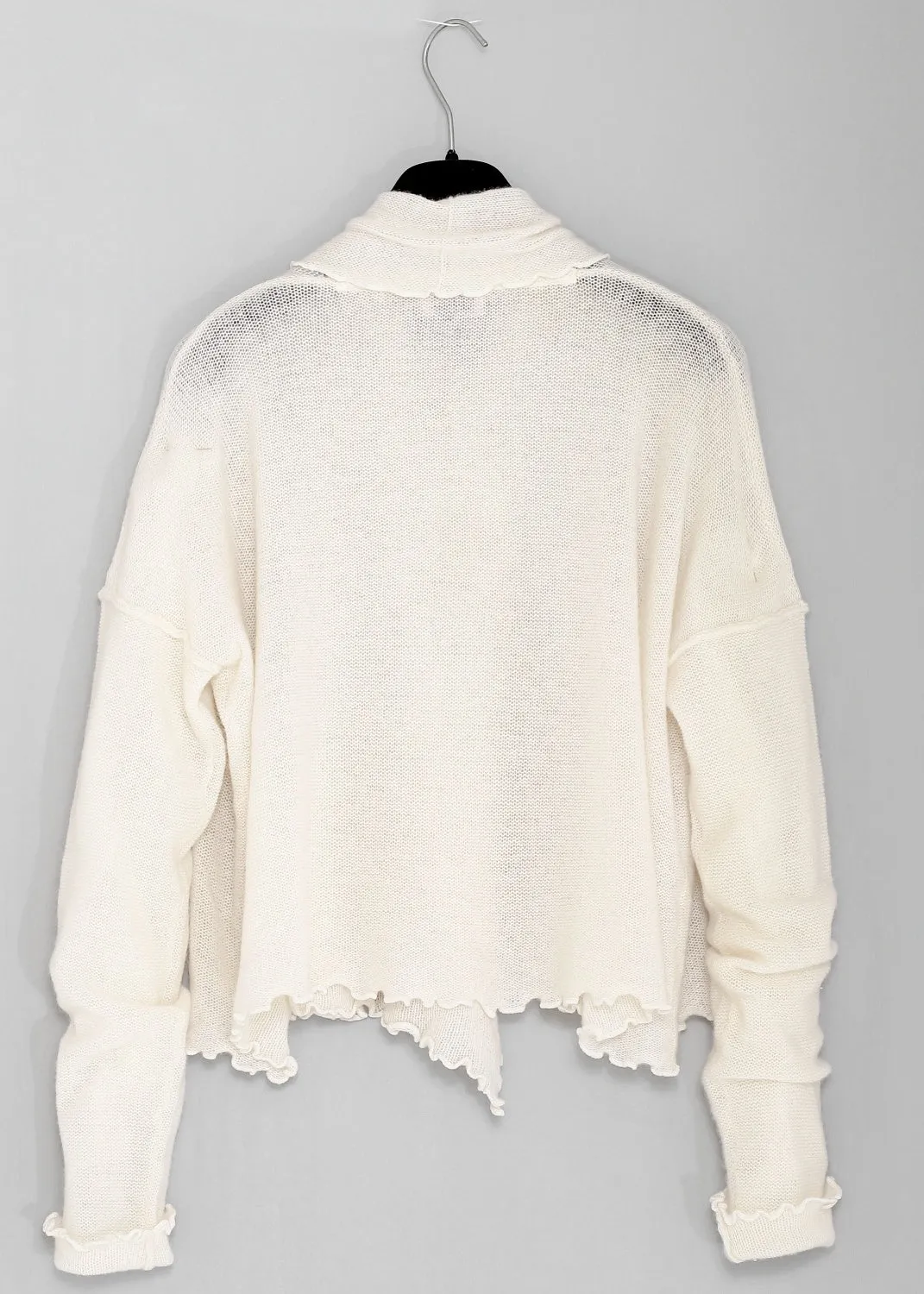 Kashmir cardigan med draperad sjalkrage - Off White