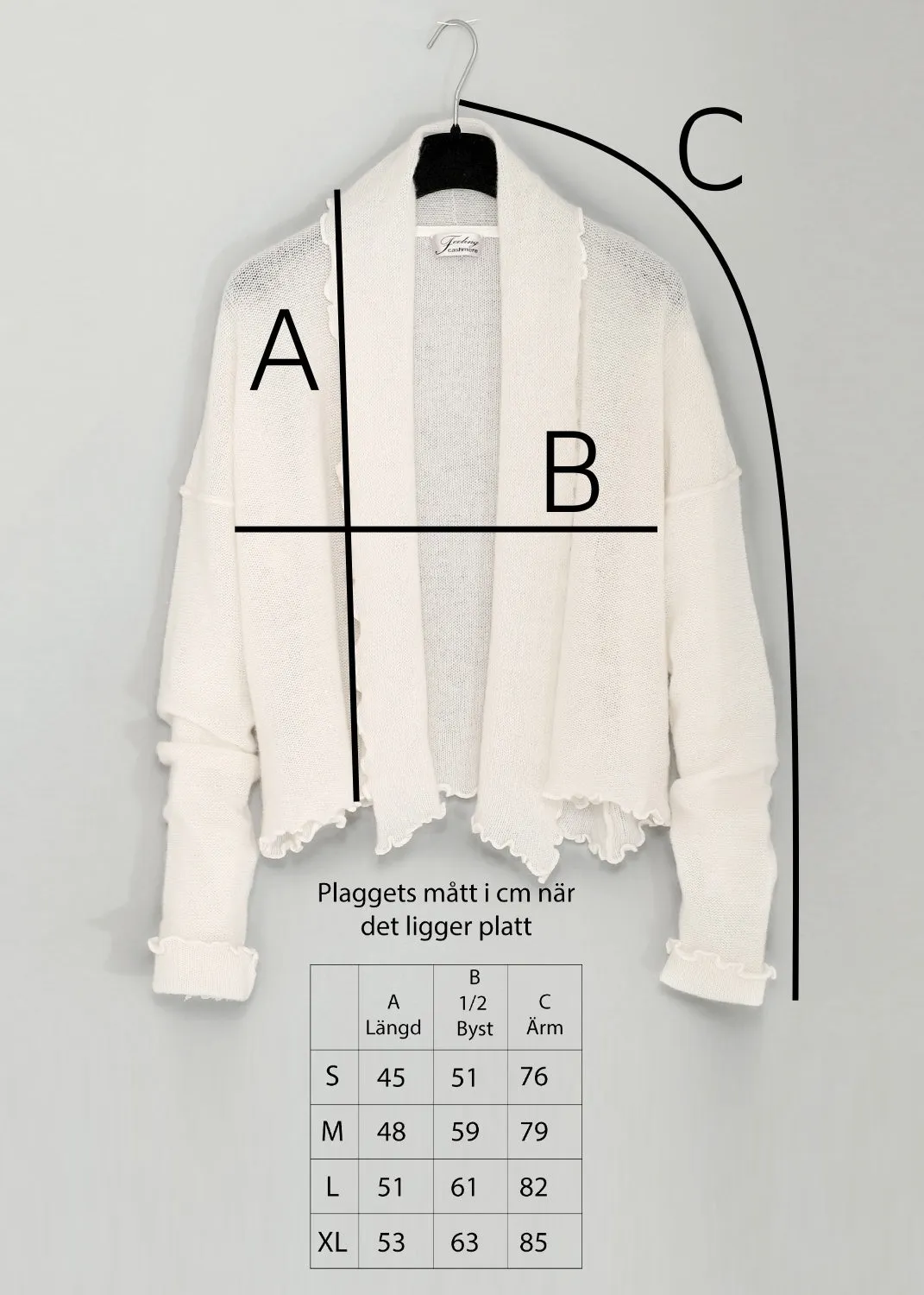 Kashmir cardigan med draperad sjalkrage - Off White