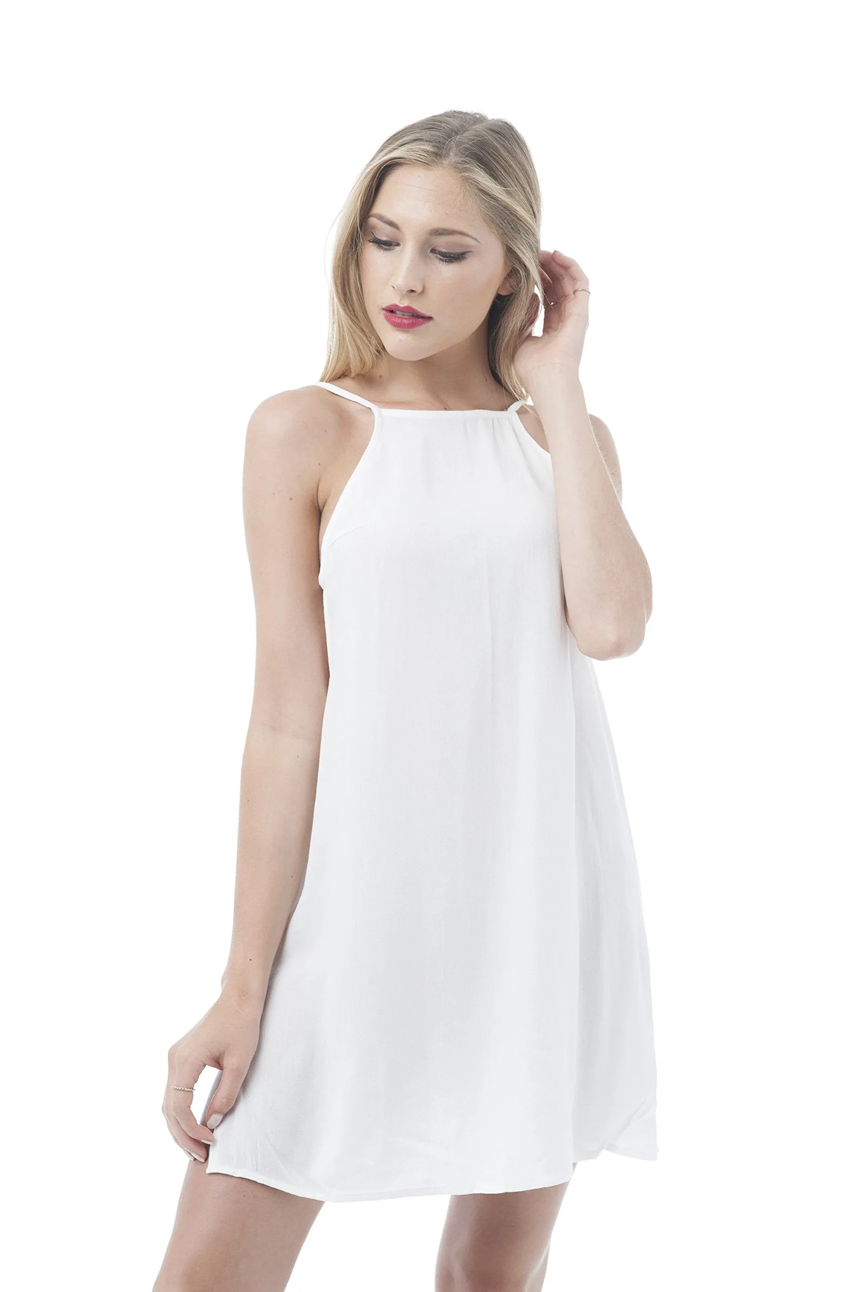 Khanomak Chiffon Back Crossed Strappy Halter Neck Dress
