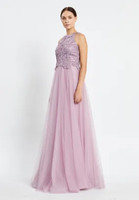 Lavender Sleeveless Sequin Patterned Flowy Dress