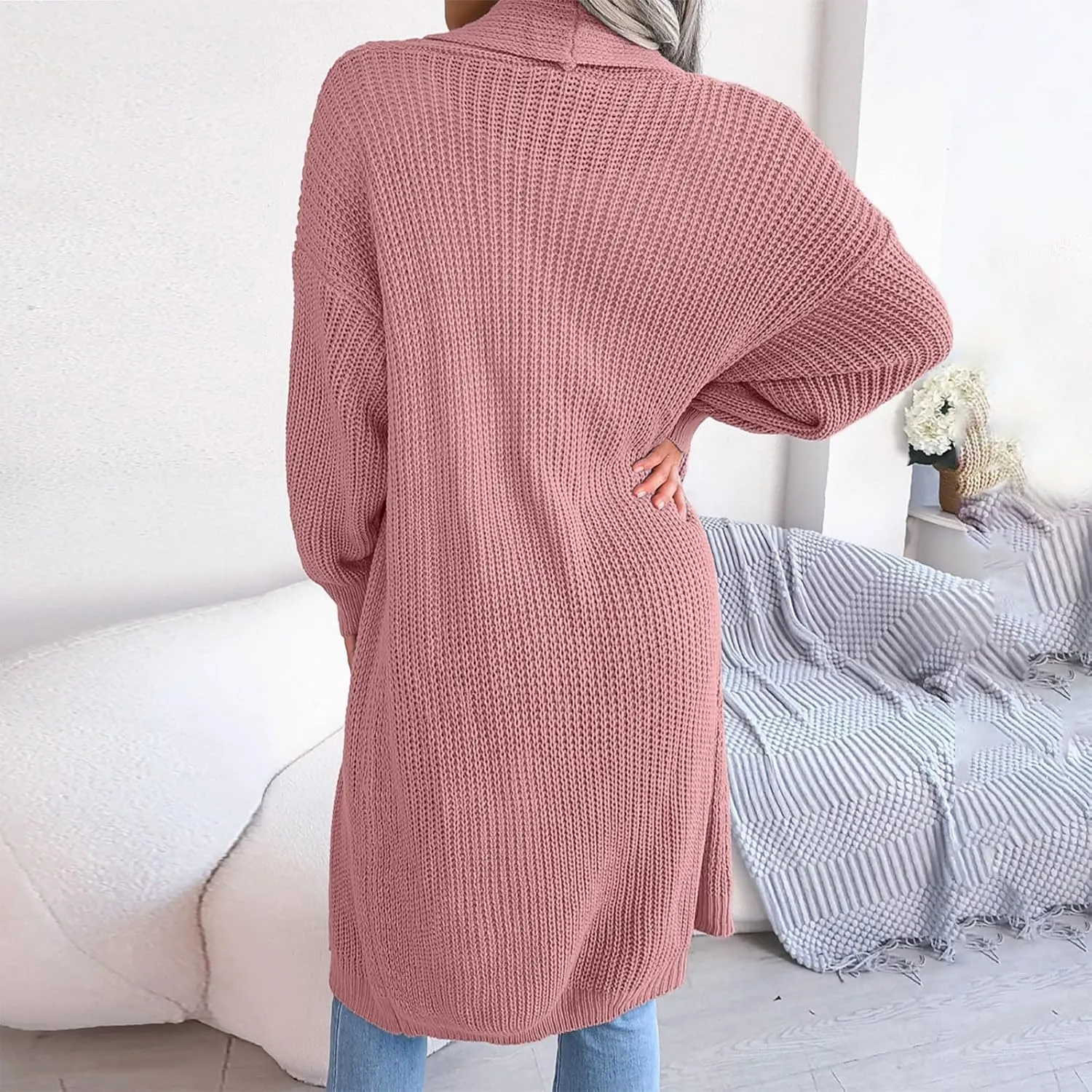 Long Cardigans for Women Cable Cable Knit Long Sleeve Open Front Cardigan Comfy Soft Slouchy Sweaters