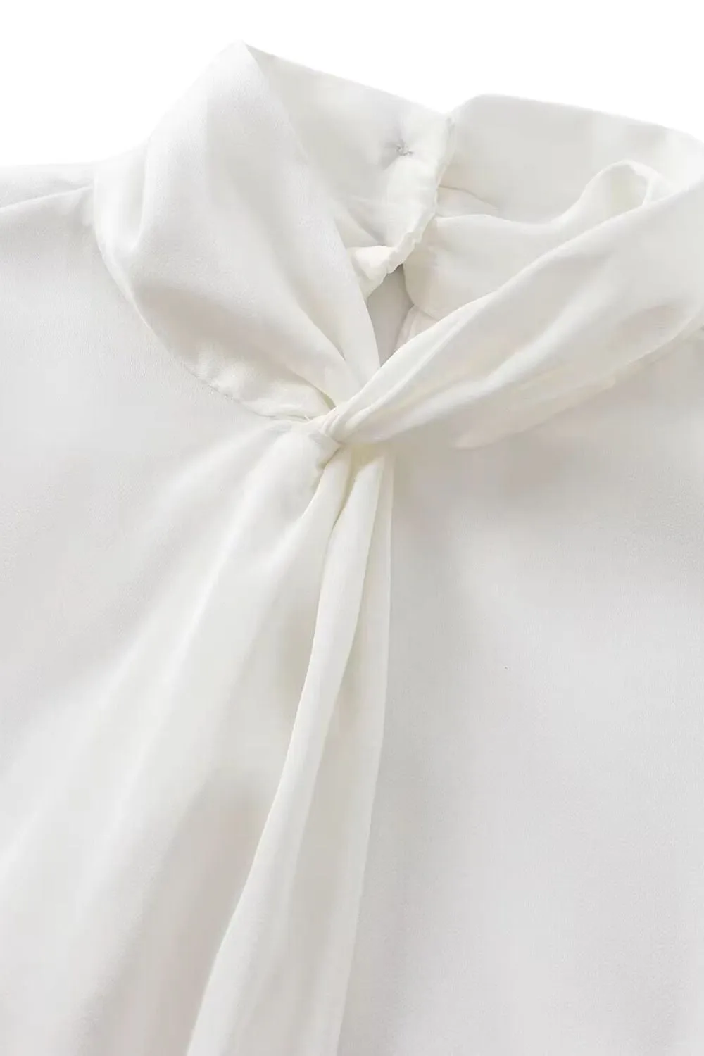 ‘Maya’ Minimalist Knot-Detail Satin-Feel Shirt