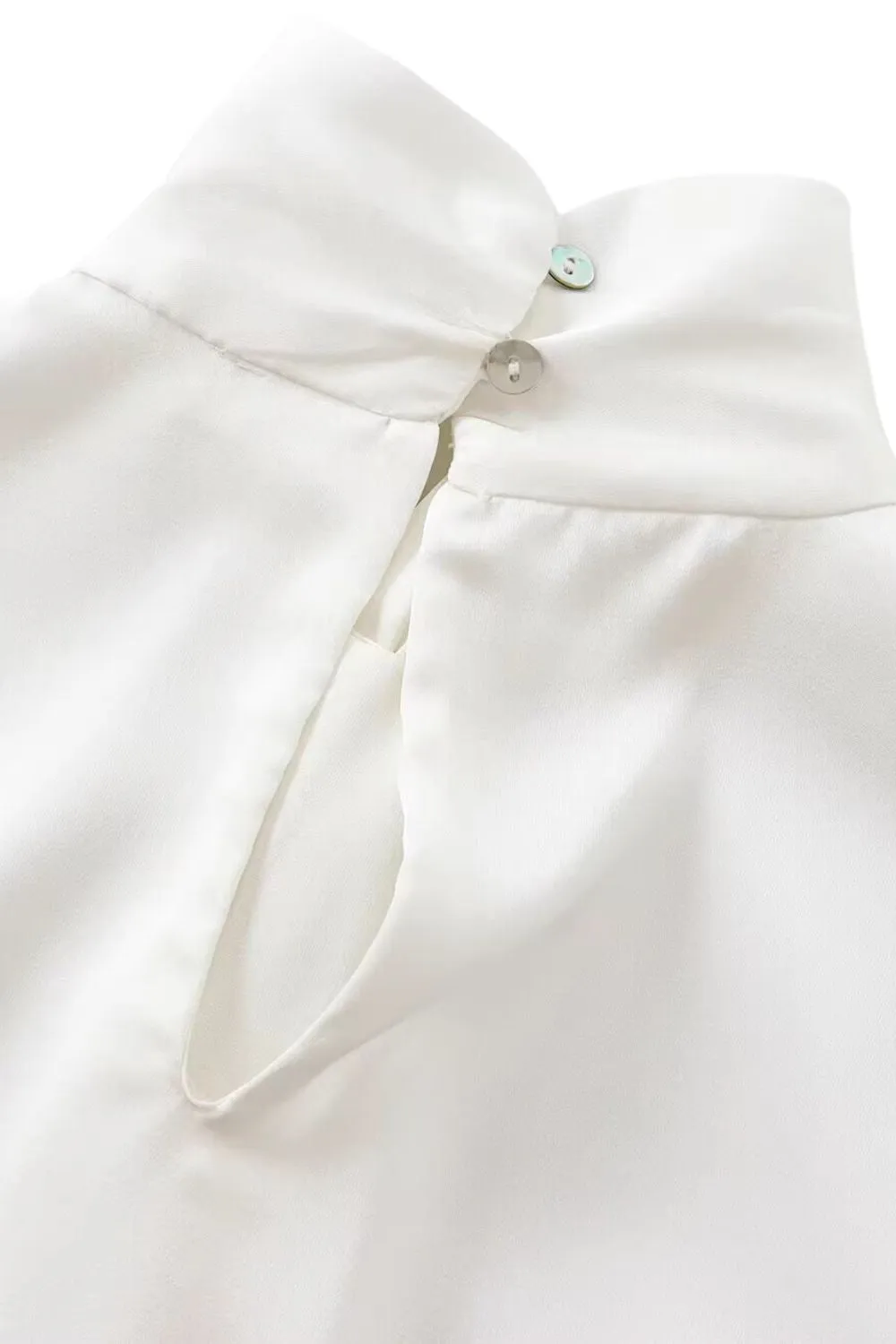 ‘Maya’ Minimalist Knot-Detail Satin-Feel Shirt