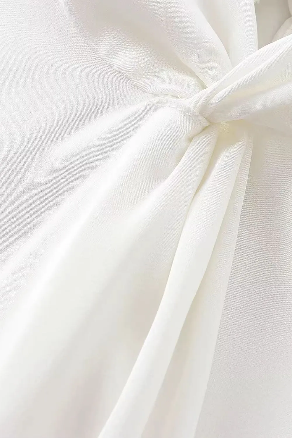 ‘Maya’ Minimalist Knot-Detail Satin-Feel Shirt