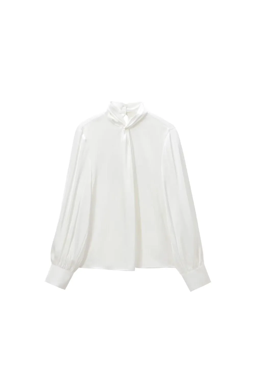 ‘Maya’ Minimalist Knot-Detail Satin-Feel Shirt