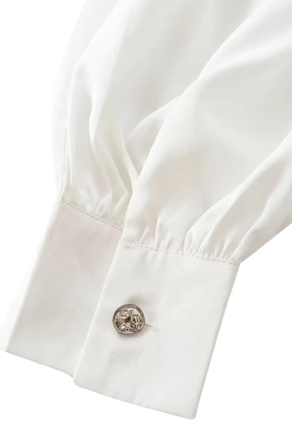 ‘Maya’ Minimalist Knot-Detail Satin-Feel Shirt