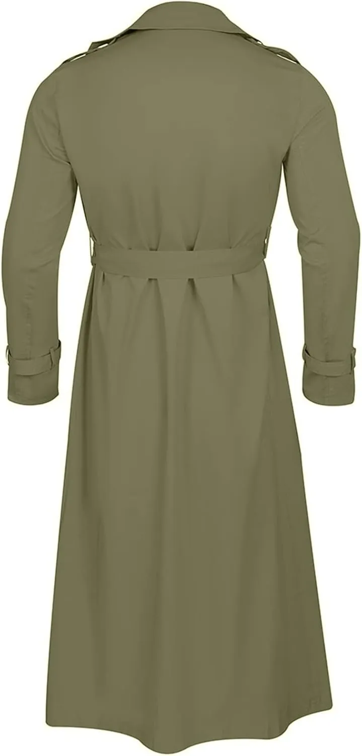 Men Trench Coat Winter,Double Breasted Oversized Light Casual Lapel Long Windbreaker Jacket Belted Slim Overcoats