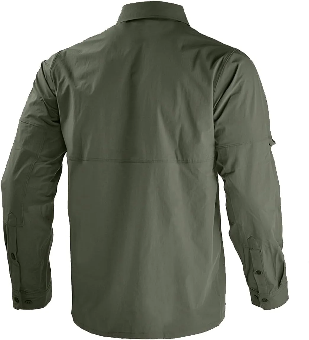 Men's Tactical Shirts Breathable Quick Dry Long Sleeve Fishing Shirt Sun Protection Outdoor Lightweight Button-Up Work Shirt