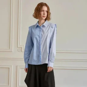 Minimalist Patchwork Single Breasted Shirts For Women Lapel Long Sleeve Loose Summer Blouse Female Fashion Clothes