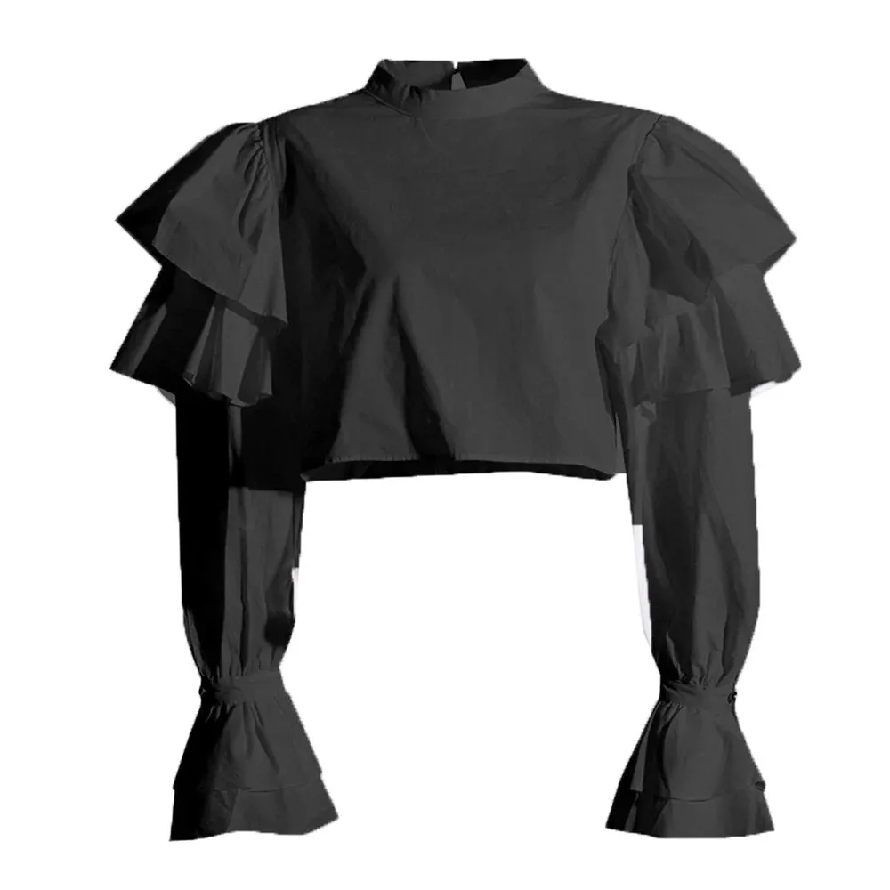 Minimalist Shirts For Women Round Neck Flare Sleeve Casual Loose Summer Loose Blouse Female Fashion Clothing