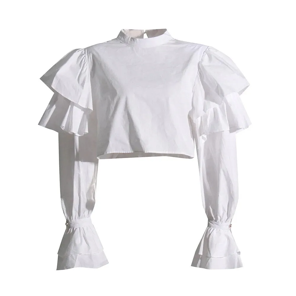 Minimalist Shirts For Women Round Neck Flare Sleeve Casual Loose Summer Loose Blouse Female Fashion Clothing