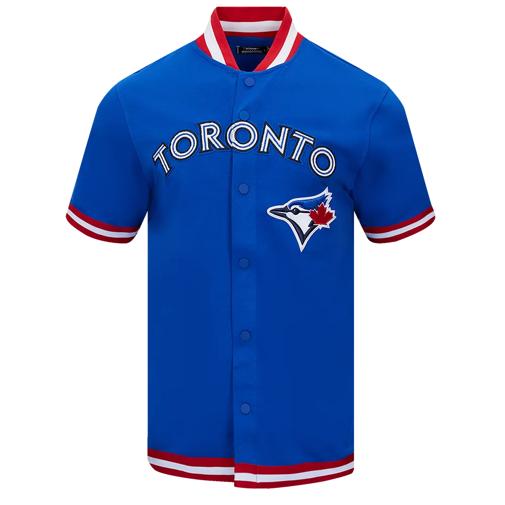 MLB TORONTO BLUE JAYS CLASSIC MEN'S WARM UP JACKET (ROYAL BLUE/RED)