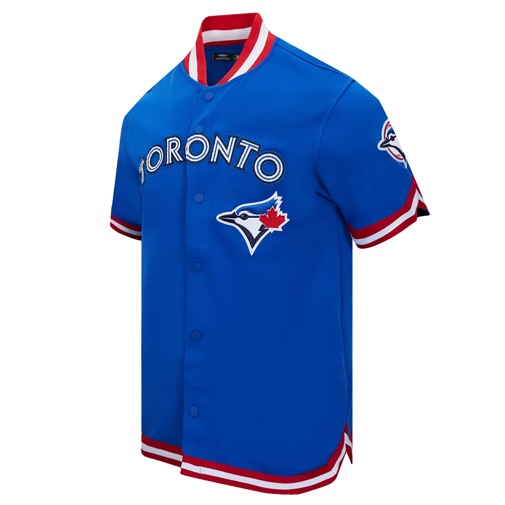 MLB TORONTO BLUE JAYS CLASSIC MEN'S WARM UP JACKET (ROYAL BLUE/RED)