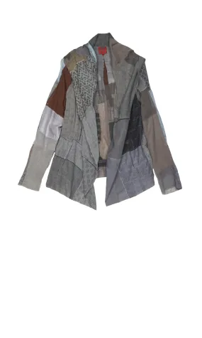 MOSAIC TILE PATCH KANTHA HOODED JKT - mt1042-gry -