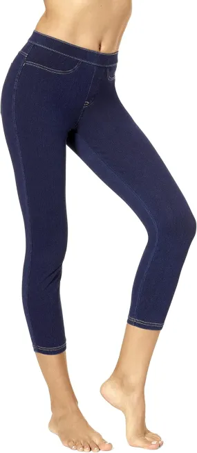 No nonsense Women's Plus Size Classic Capri Jegging with Pockets, Dark , XXL