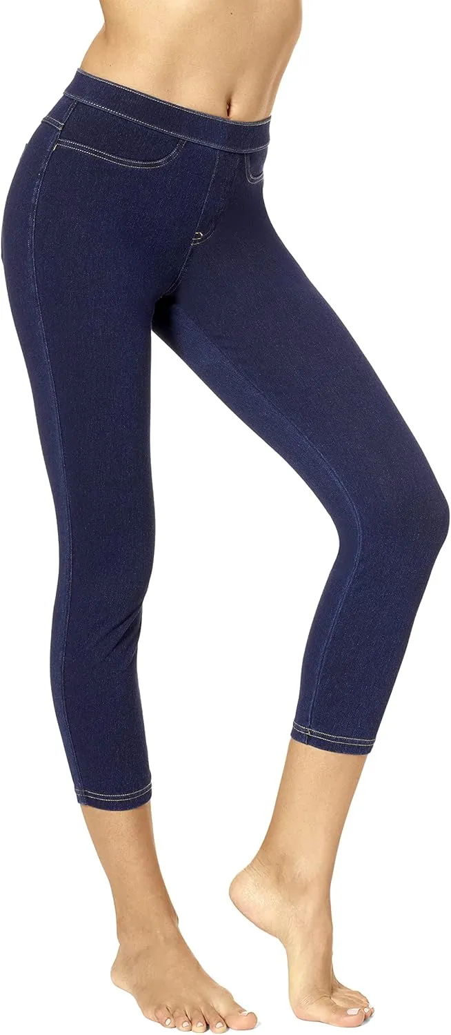 No nonsense Women's Plus Size Classic Capri Jegging with Pockets, Dark , XXL