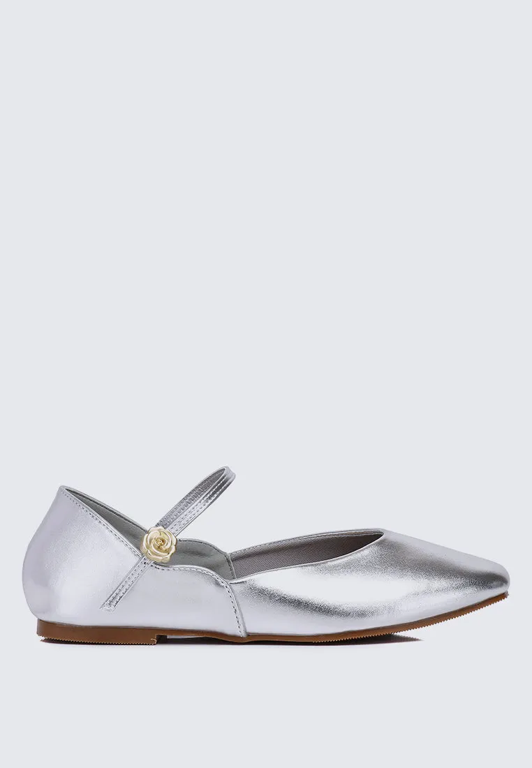 Pétale De Rose Comfy Ballerina In Silver