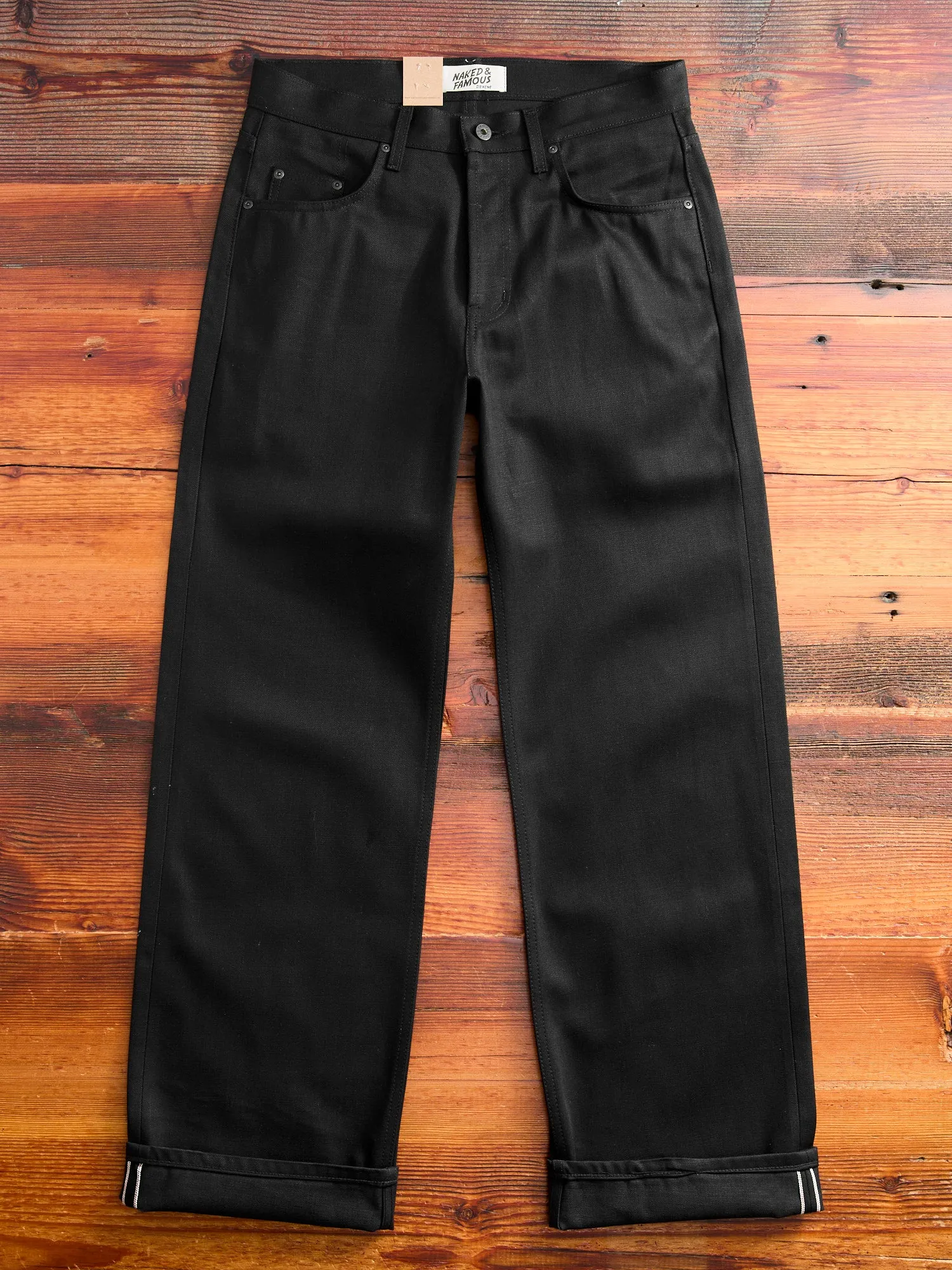 "Solid Black" 13oz Selvedge Denim - Strong Guy Fit