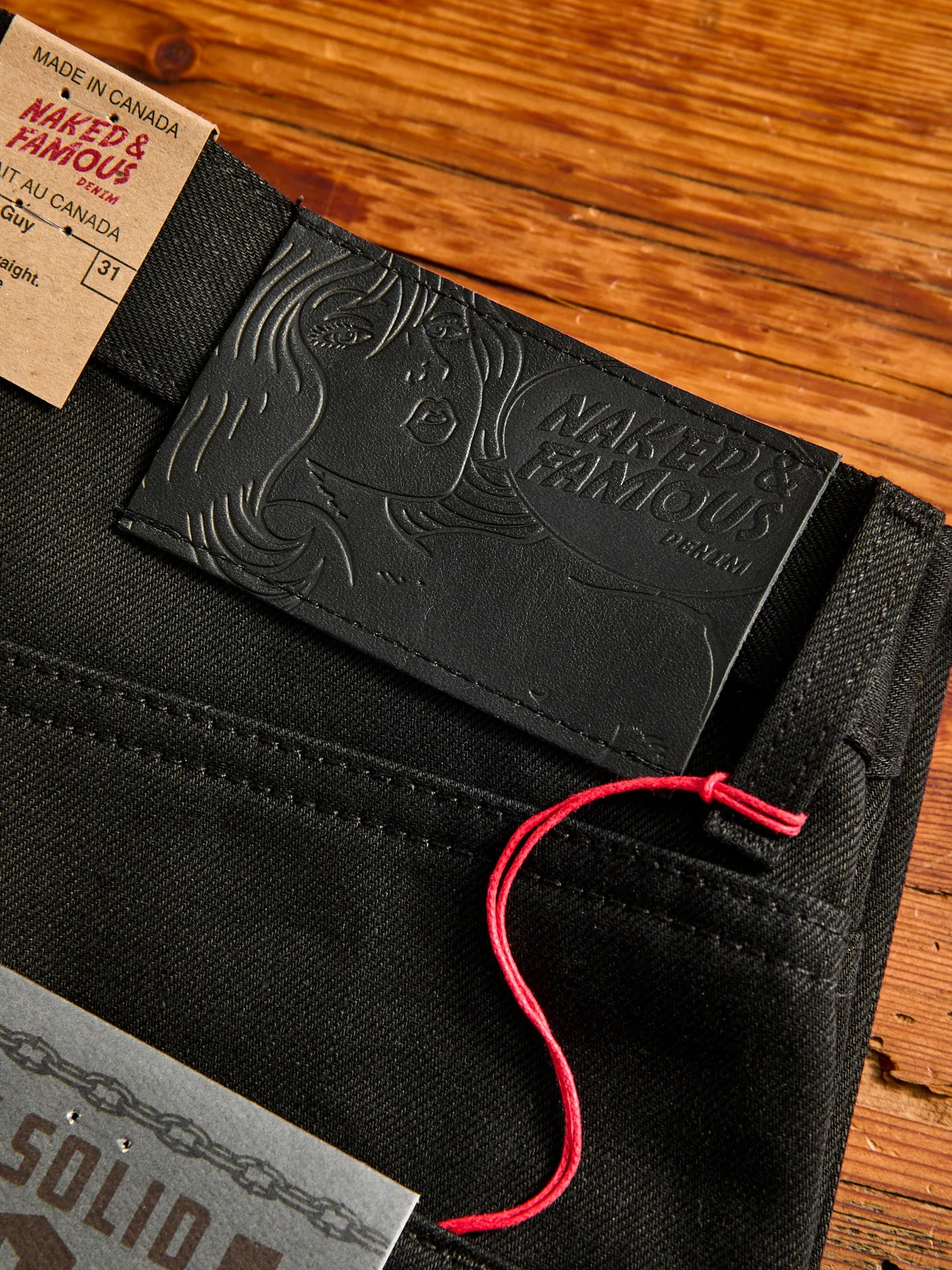 "Solid Black" 13oz Selvedge Denim - Strong Guy Fit