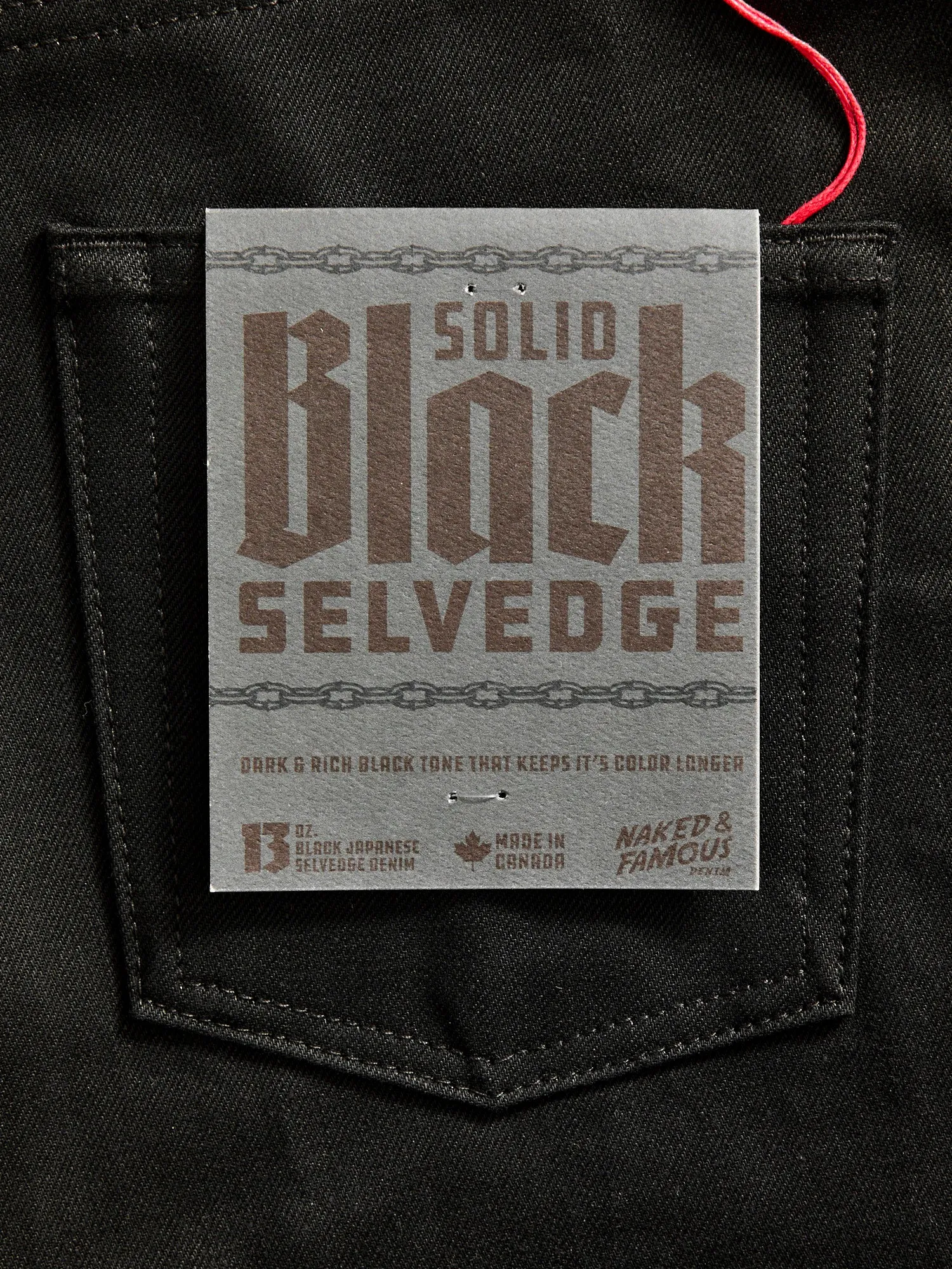 "Solid Black" 13oz Selvedge Denim - Strong Guy Fit