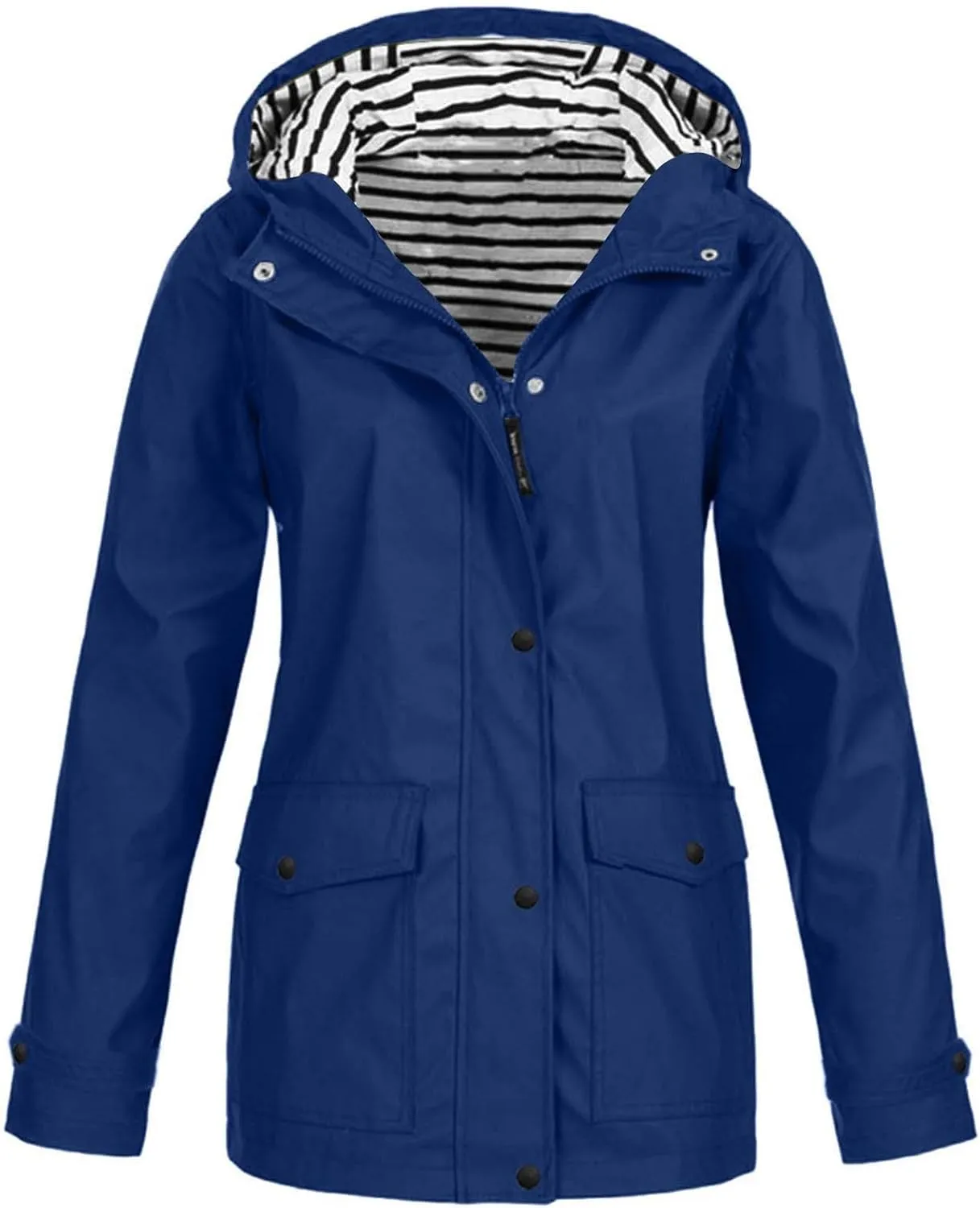Rain Jacket for Women Waterproof Lightweight Coat Long Hooded Raincoat Travel Light Outdoor Windbreaker Trench Coats
