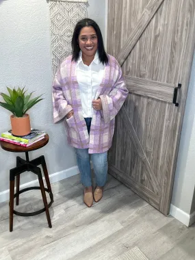 Saltwater Luxe Lilac Plaid Charli Swing Cardi
