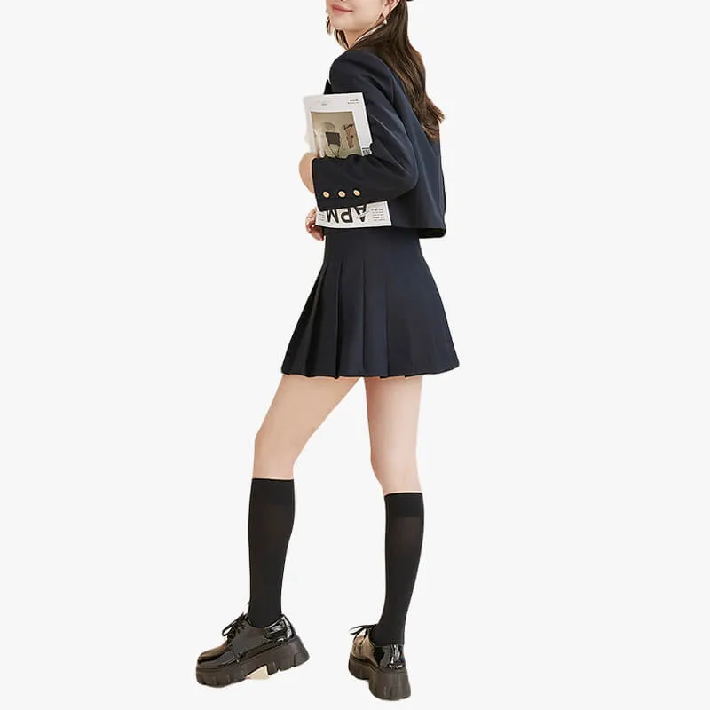 Schoolgirl Uniform Jacket Two Piece Skirt Set for Women