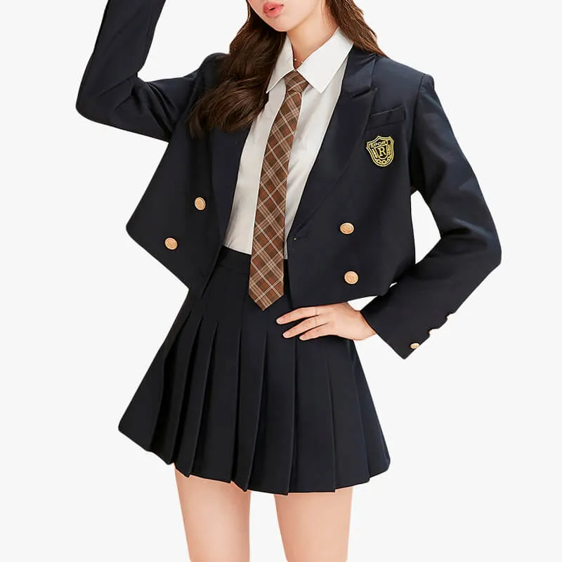 Schoolgirl Uniform Jacket Two Piece Skirt Set for Women