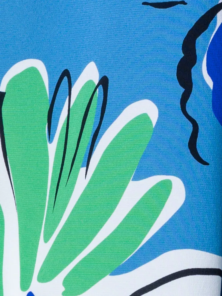 Silk Crêpe Blouse With Sketched Abraham Flower Print
