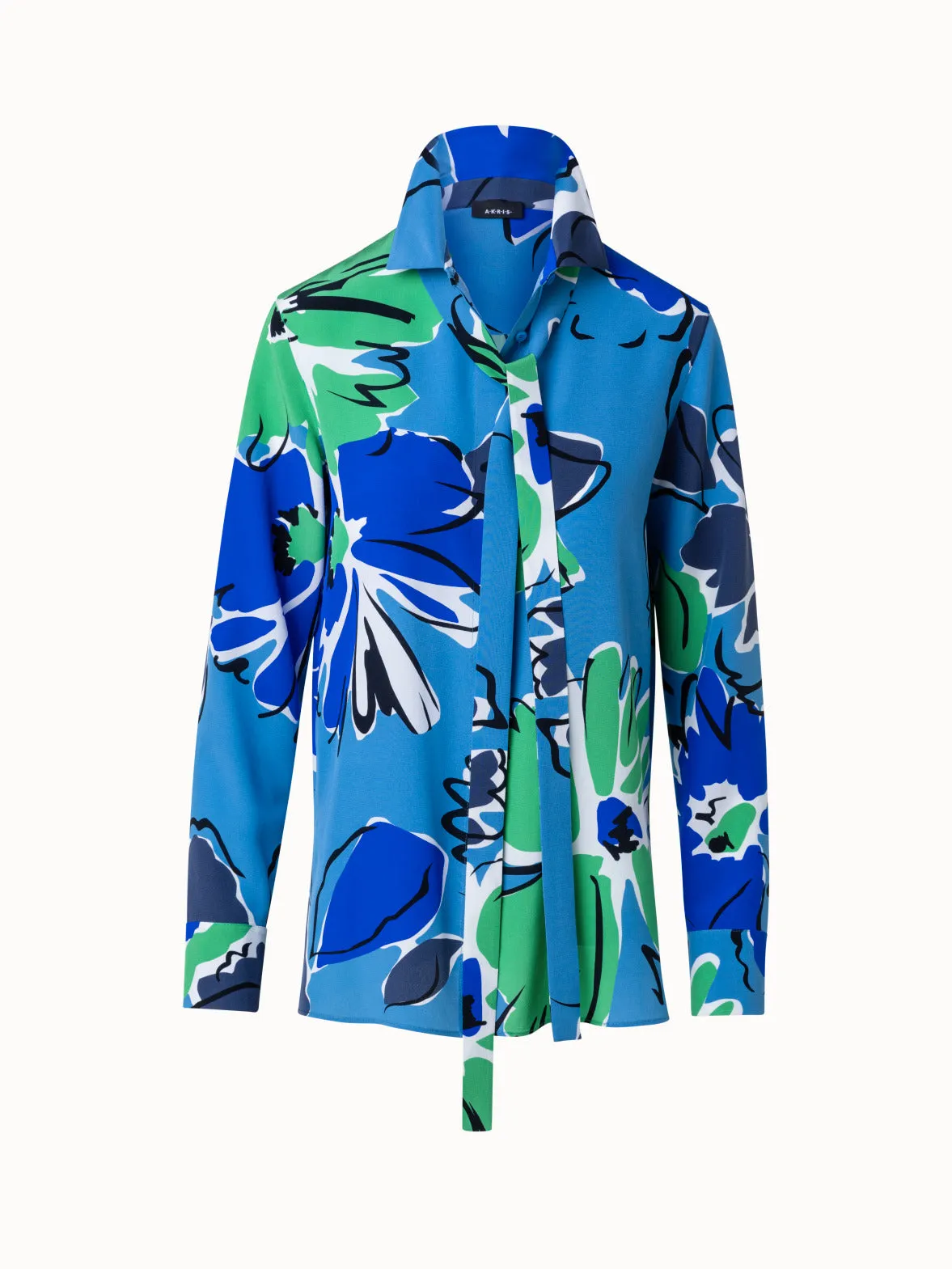 Silk Crêpe Blouse With Sketched Abraham Flower Print