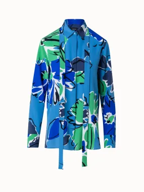Silk Crêpe Blouse With Sketched Abraham Flower Print