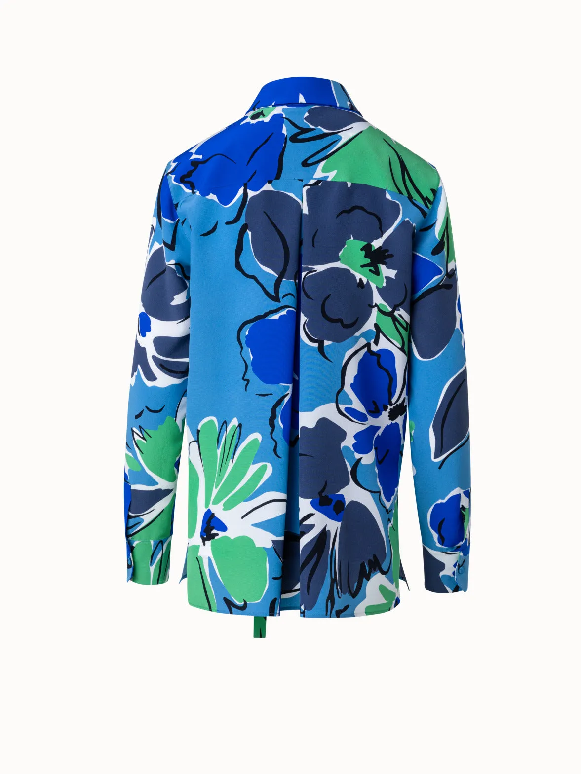 Silk Crêpe Blouse With Sketched Abraham Flower Print