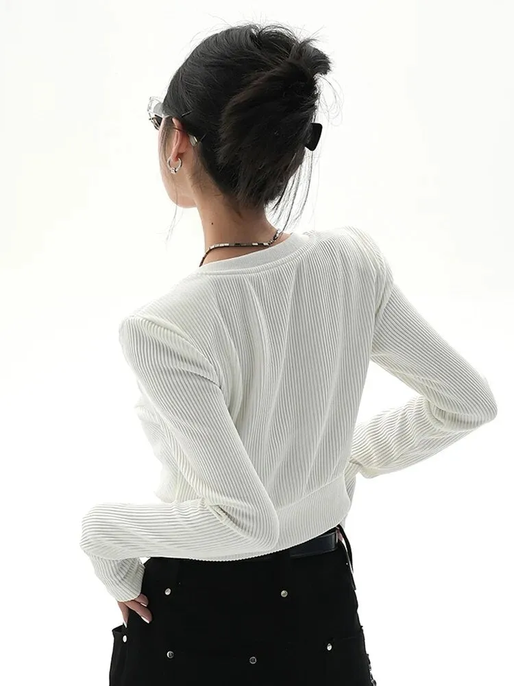Solid Casual Minimalist Blouses For Women V Neck Long Sleeve Temperament Slimming Blouse Female Fashion Clothing