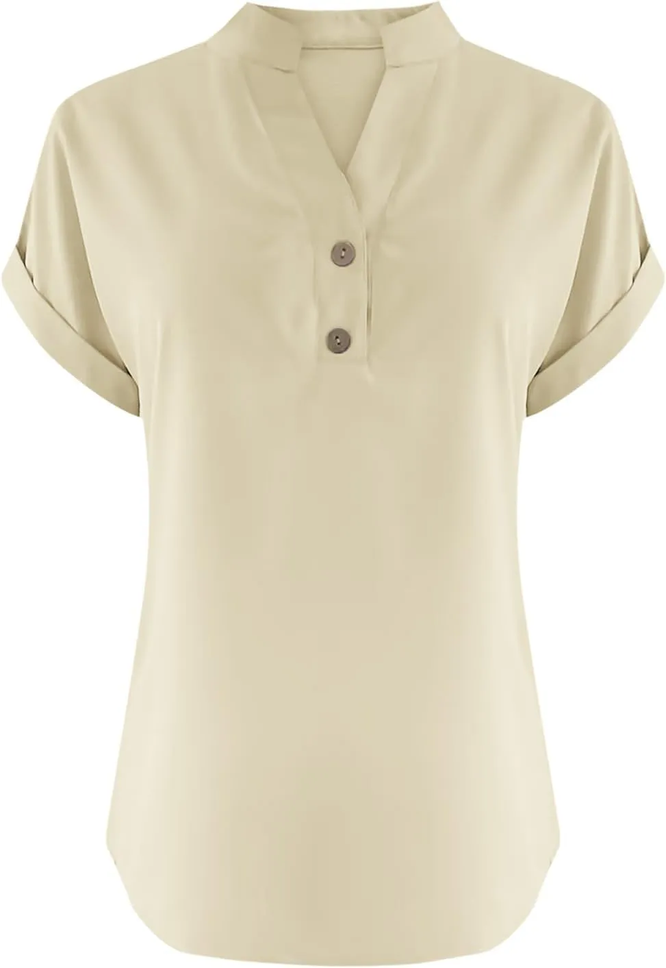 Summer Tops for Women 2025 Vacation Trendy Short Sleeve Cotton Linen Shirts Dressy Casual V Neck Buttons Blouse tees