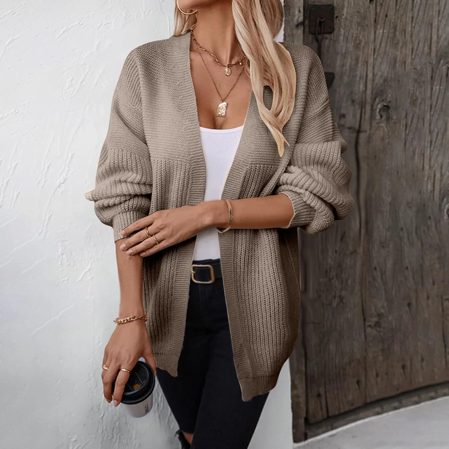 Sweaters for Women Trendy Oversized Soft Knit Cardigan Sweater Long Sleeve Loose Casual Fall Winter Cardigans