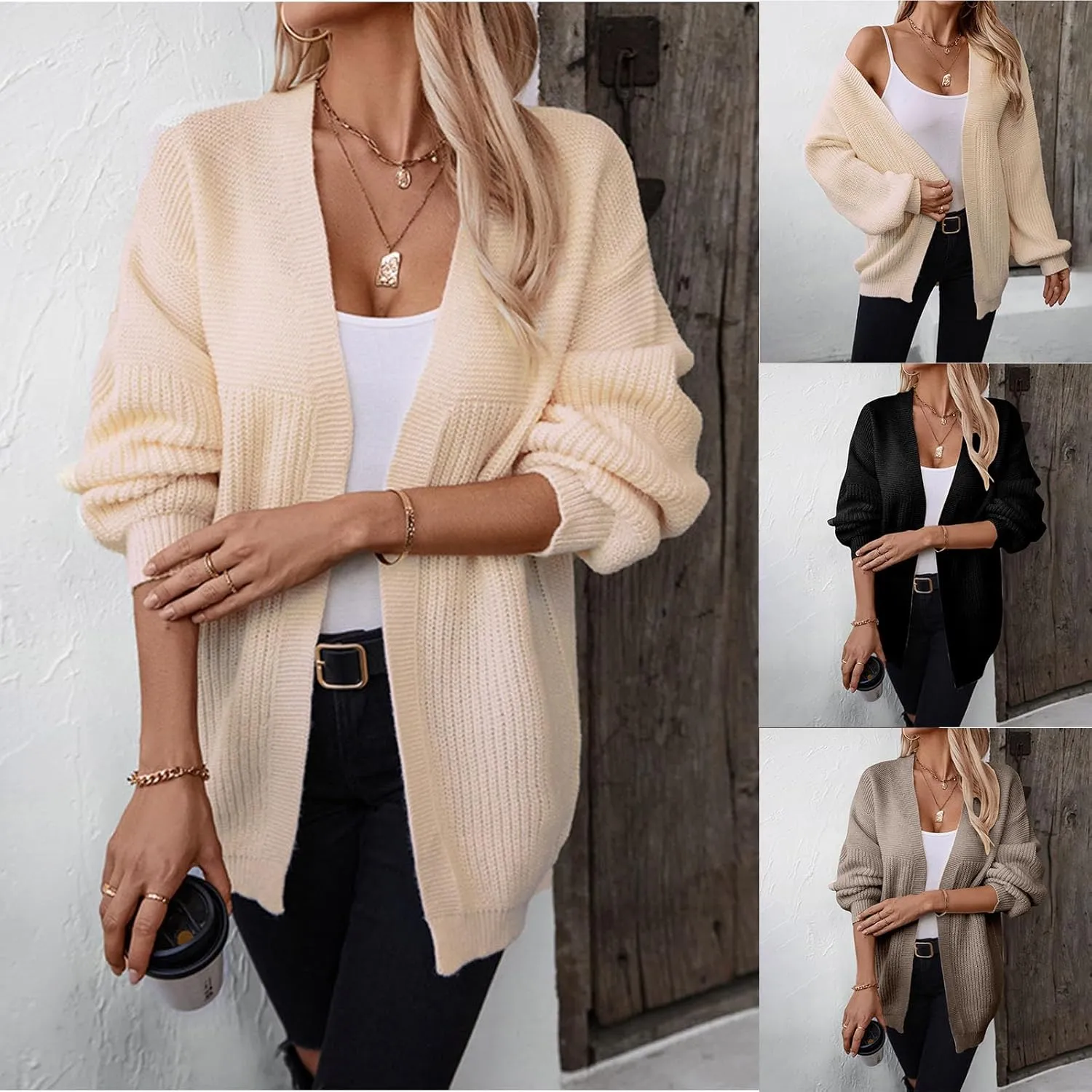 Sweaters for Women Trendy Oversized Soft Knit Cardigan Sweater Long Sleeve Loose Casual Fall Winter Cardigans