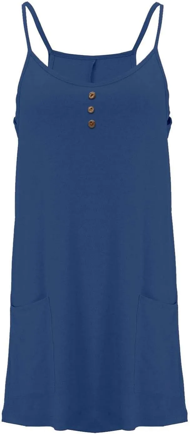 Tennis Dress for Women Built-in Shorts Casual Sleeveless Spaghetti Strap Sundress Workout Athletic Dress with Pocket