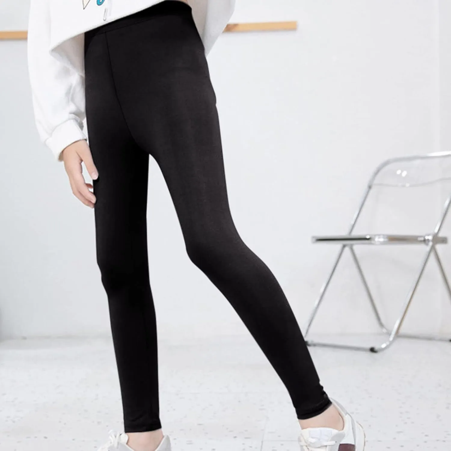 Toddler Girls High Waist Leggings for Kids Stretch Athletic Dance Yoga Pants Solid Comfy Leggings Bottoms Clothes