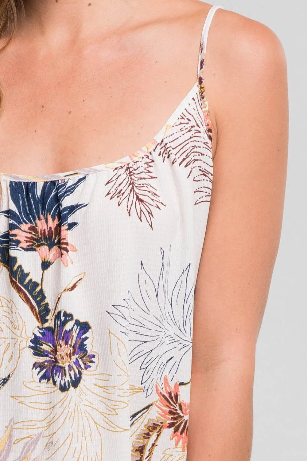 Tropical Floral Print Flowy Maxi Dress