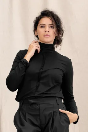 Turtleneck Black Women's Blouse