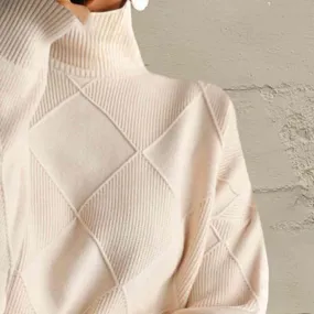 Turtleneck Pullover Sweater for Women Oversized Trendy Long Sleeve Chunky Knit Jumper Casual Comfy Soft Sweater