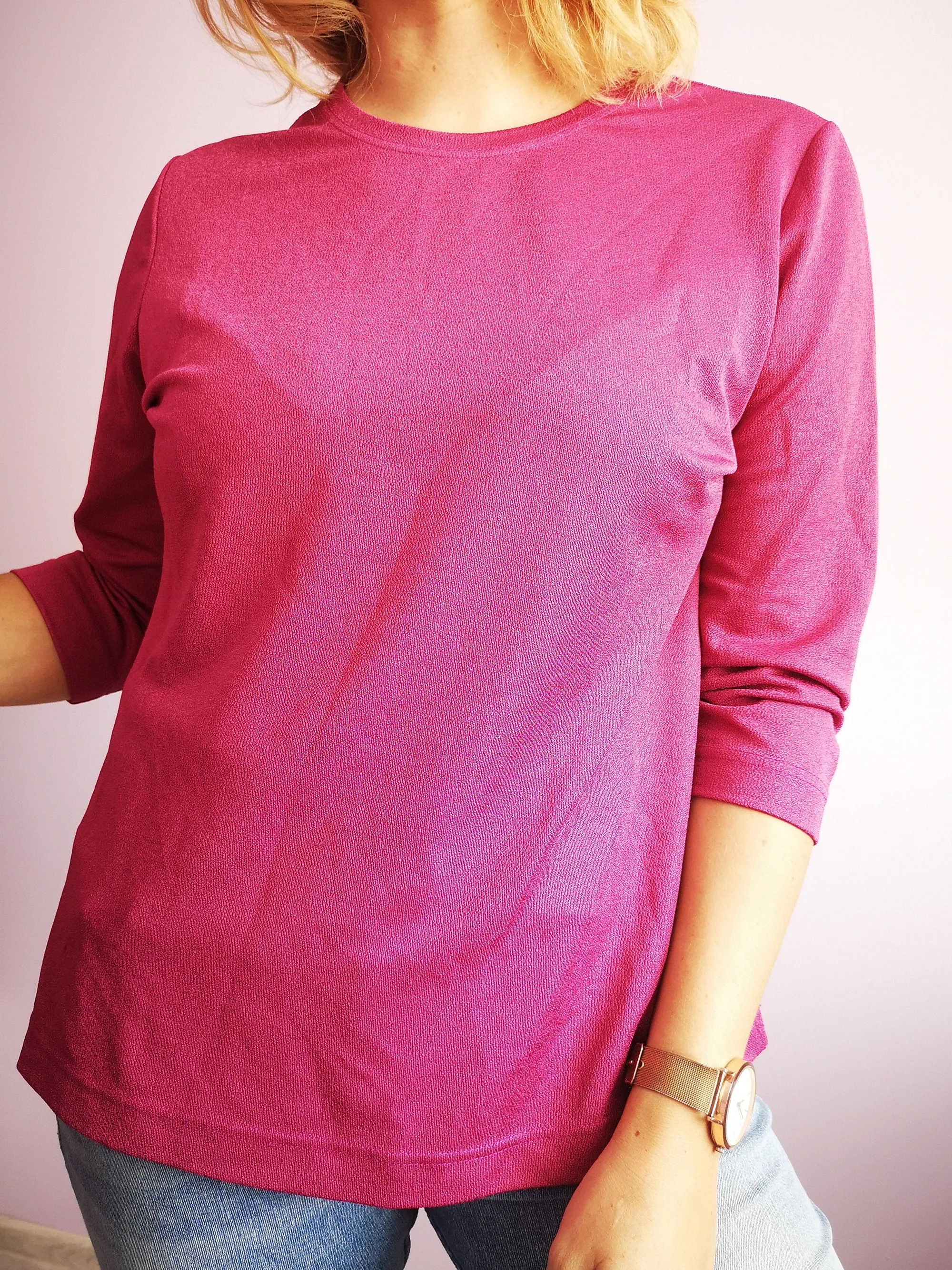 Vintage 90s minimalist purple shimmering blouse top