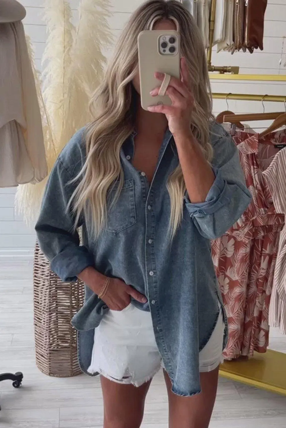 Vintage Acid Washed Denim Shirt