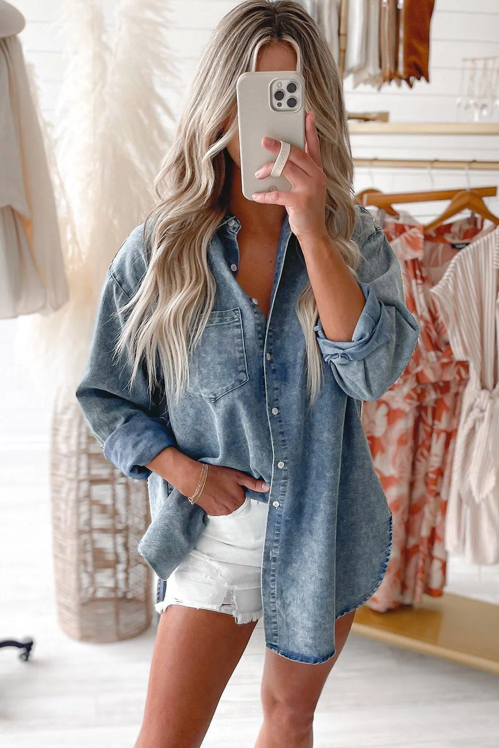 Vintage Acid Washed Denim Shirt