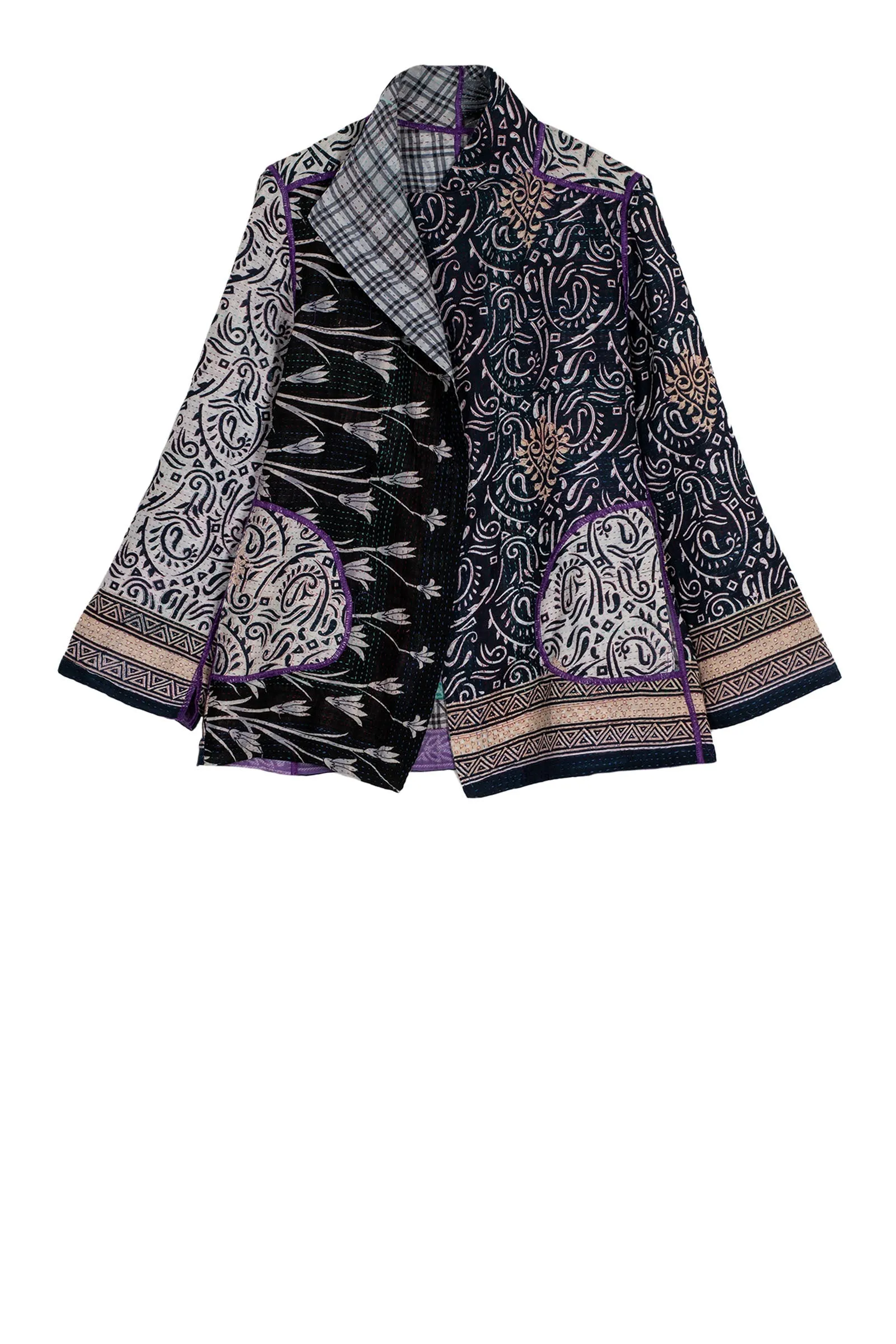 VINTAGE COTTON KANTHA SHORT JKT - cv2007-0074m -